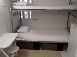 A jail cell at the Metropolitan Corrections Center in New York. A 7 1/2-by-8 foot cell such as this will house disgraced financier Bernard Madoff.