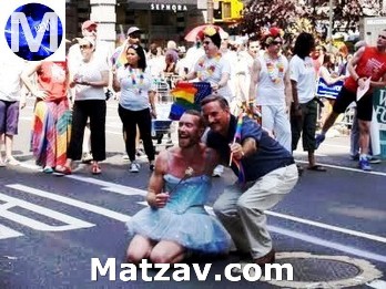 David Weprin, right, proudly showing his support at a "pride" parade. 