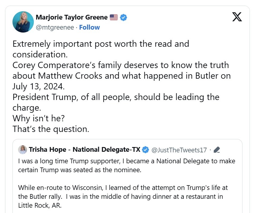 Marjorie Taylor Greene Suggests Butler Assassination Attempt Was a Hoax