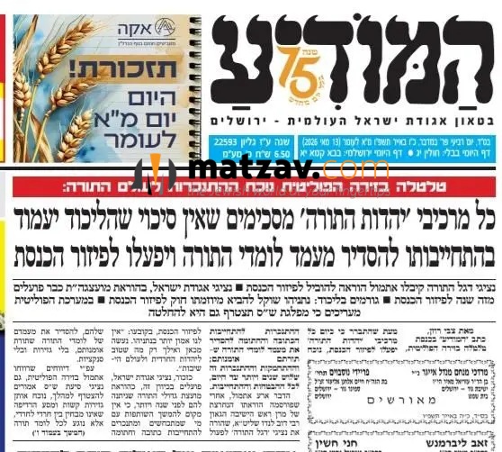 Hamodia: Agudas Yisrael Has Been Working Toward Dissolving Knesset “For More...