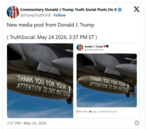 Trump Posts Bomb Image as Iran Talks Intensify: “I Don’t Make Bad Deals ...