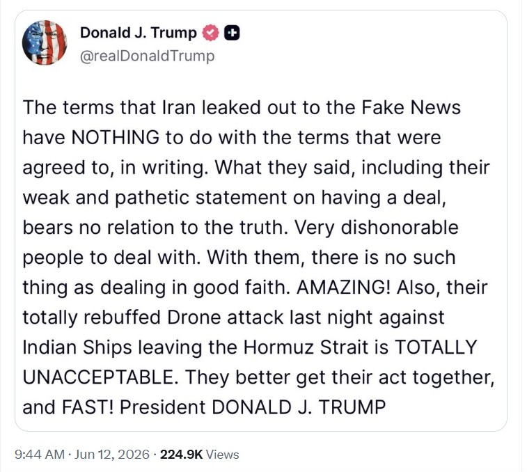 Trump Blasts Tehran After Iran Leaks Its Own Demands In Peace Deal: ‘They...