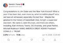 Trump Says Knicks Championship Run ‘Maybe the Greatest of All Time’ in Congratulatory Message