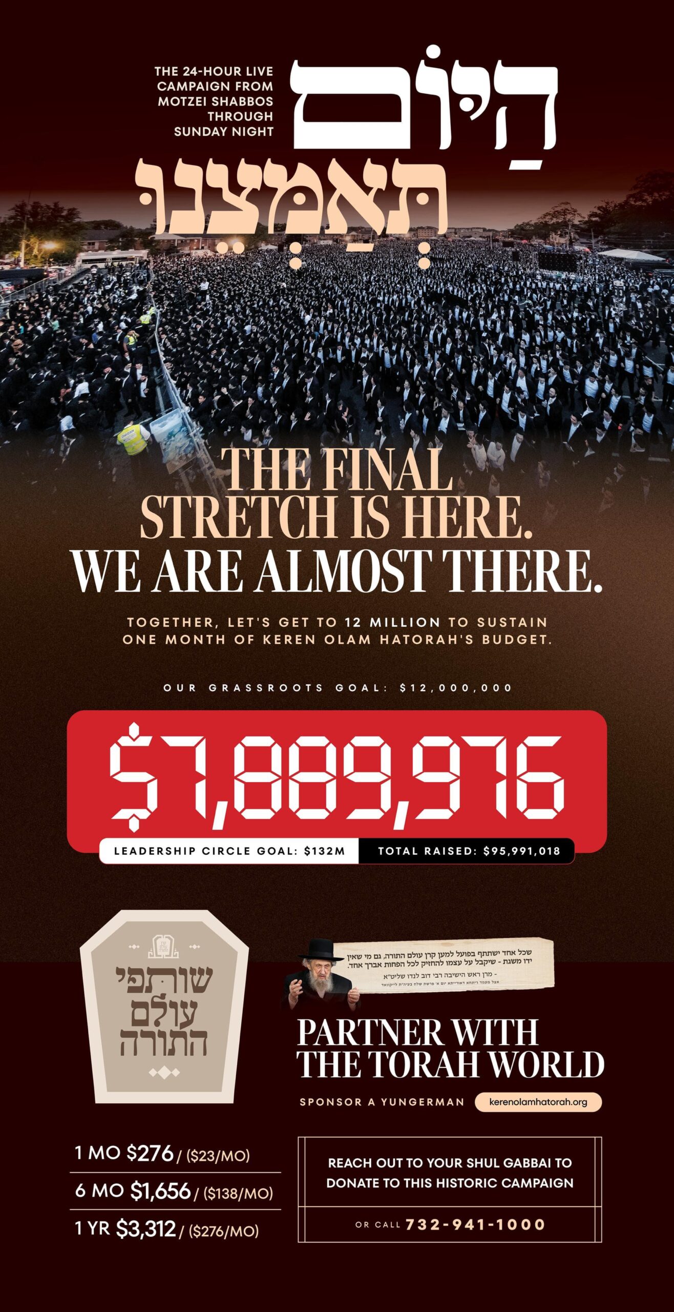 Today Is The Day: Klal Yisroel Joins Together To Raise $12 Million For Torah