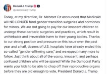 Trump Ends Medicaid Funds for Youth Trans Care