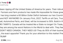 Trump Revs Up Tariffs On Canada To 50% On Autos And Steel — Says Ally No Longer Worthy Of 51st State Status