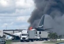 Amazon Boeing 767 Crashes Near Miami Airport, Erupting in Flames Along Roadway